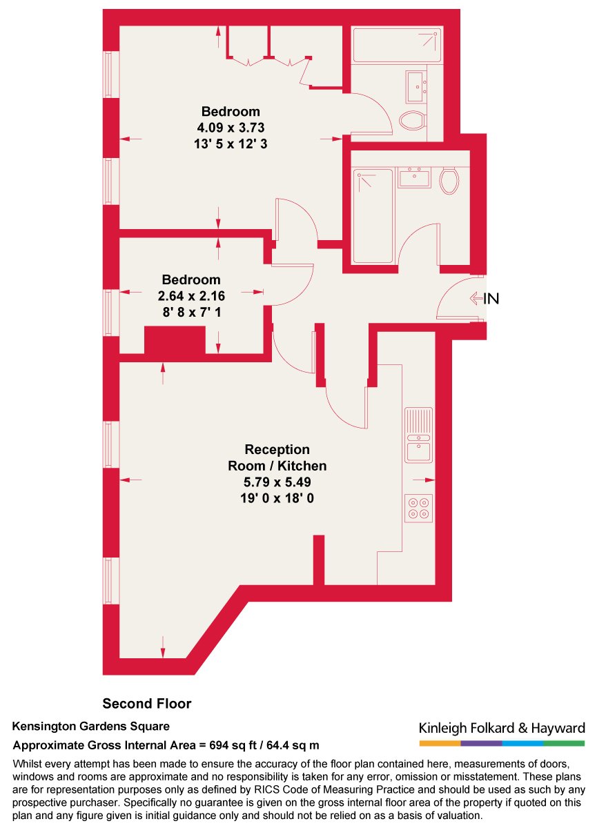 Flat 47, 50, Kensington Gardens Square, London floorplan