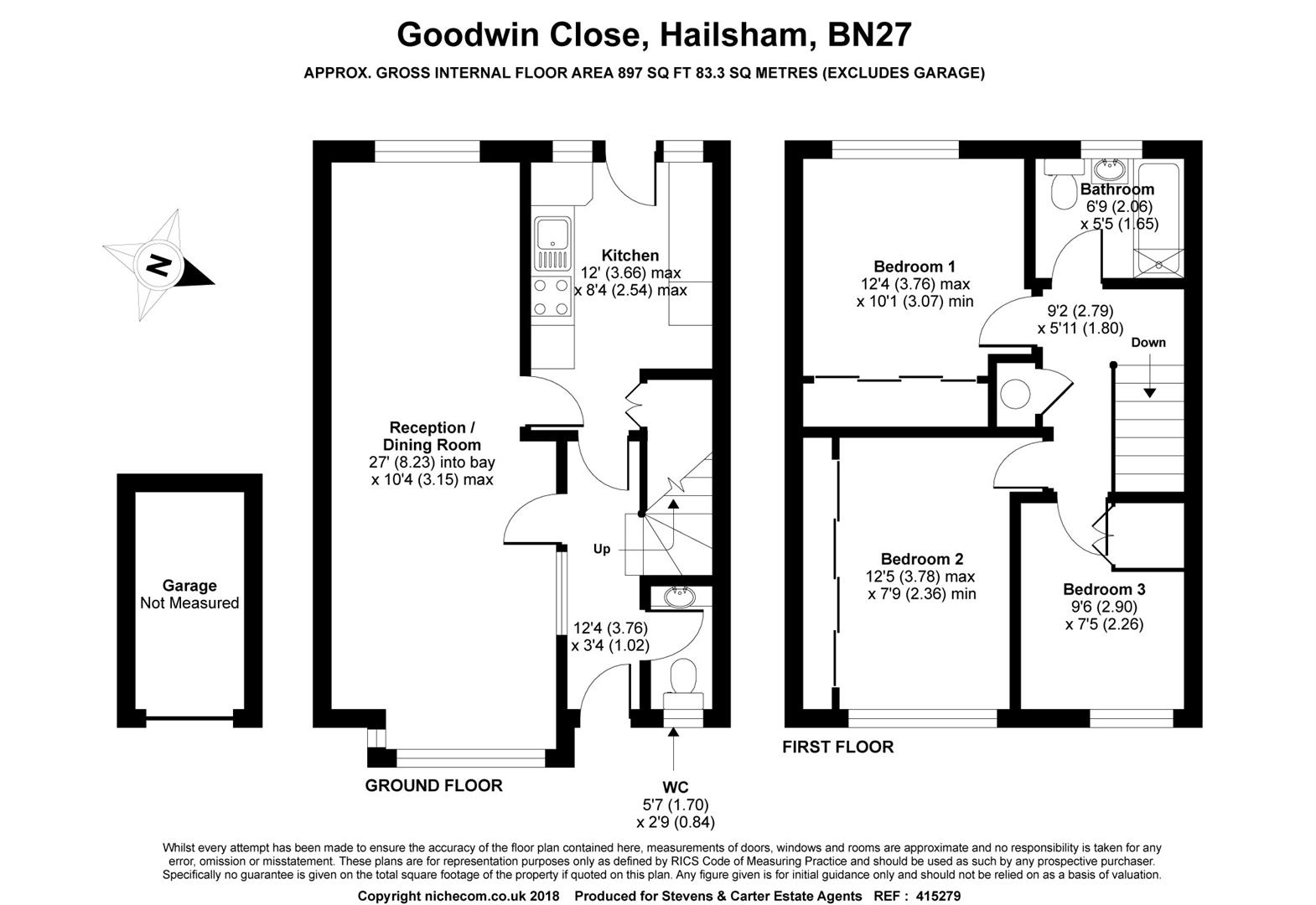 3 Bedrooms Terraced house for sale in Goodwin Close, Hailsham BN27