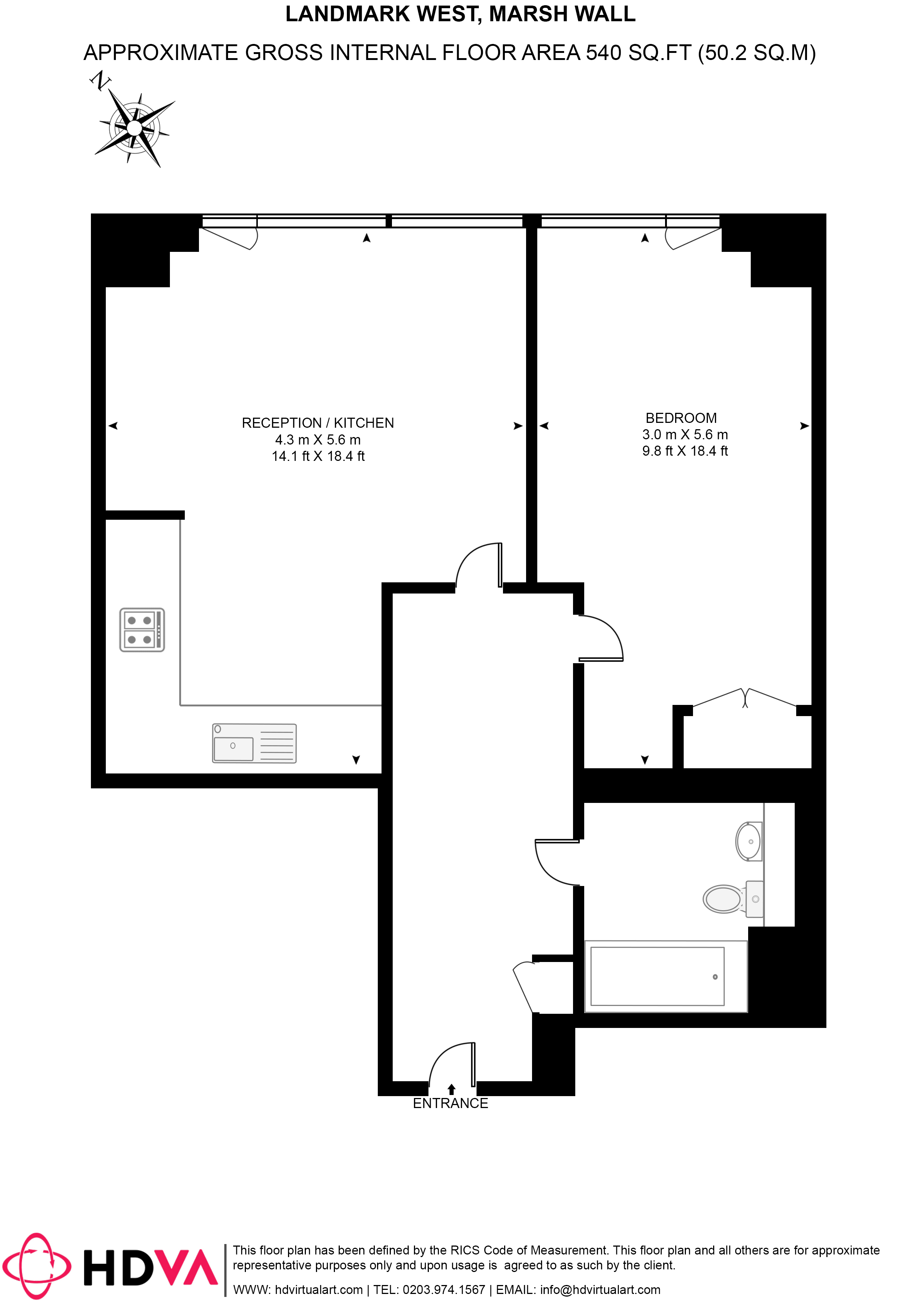 304, Landmark West Tower, 22, Marsh Wall, London floorplan