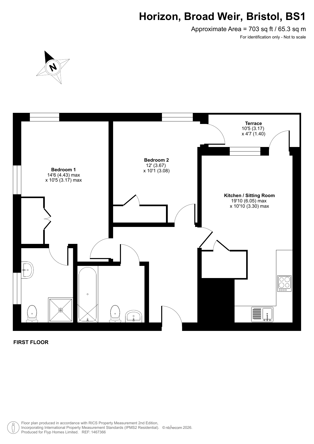 Flat 608, Horizon, Broad Weir, Bristol floorplan