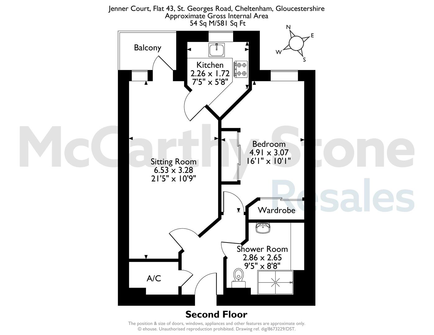 43 Jenner Court, St. Georges Road, Cheltenham floorplan
