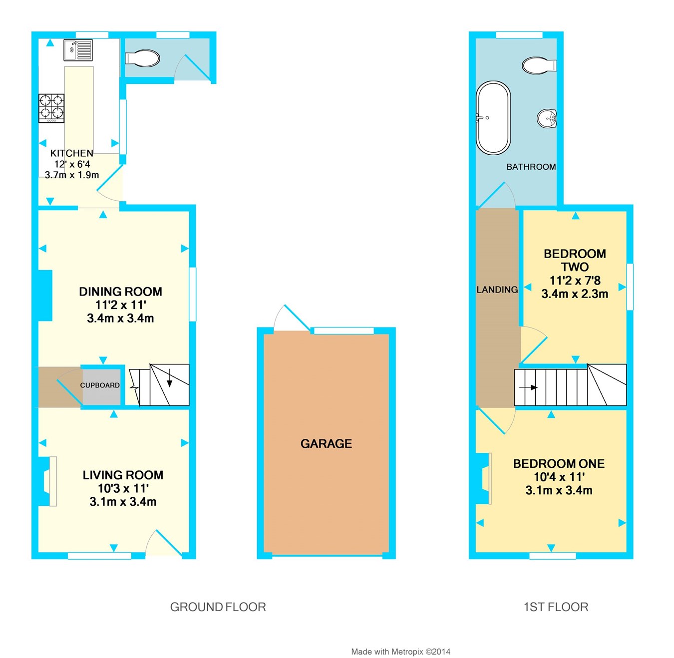 2 Bedrooms End terrace house to rent in Upper Bridge Road, Chelmsford CM2