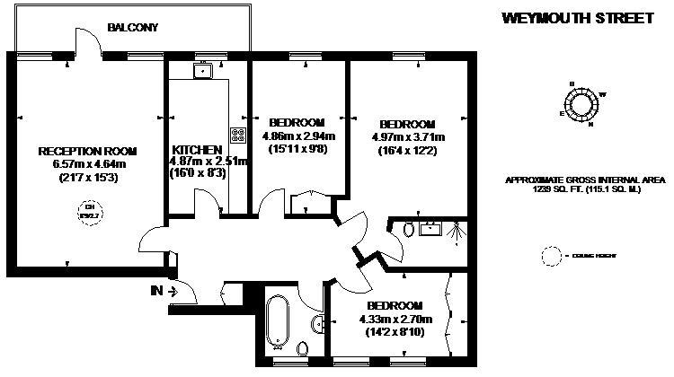 3 Bedrooms Flat to rent in Weymouth Street, London W1W