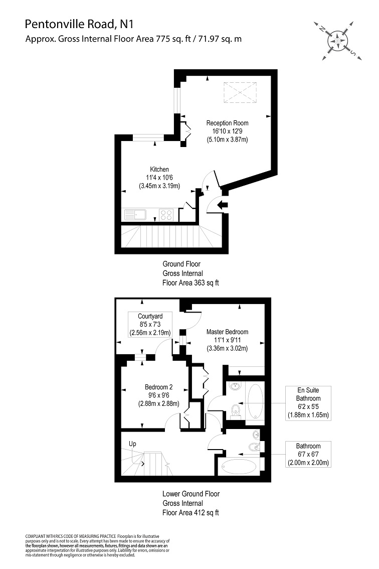 2 Bedrooms Flat to rent in Pentonville Road, Islington N1