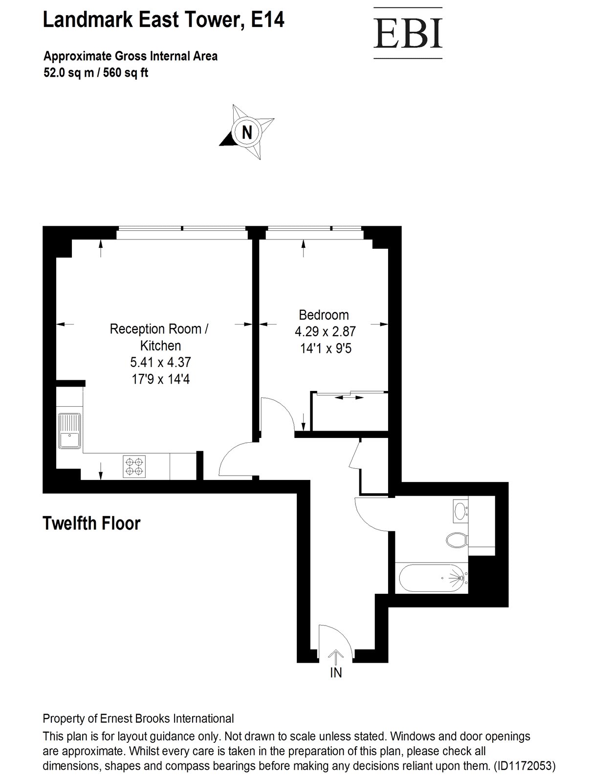 1203(L2), Landmark East Tower, 24 Marsh Wall floorplan