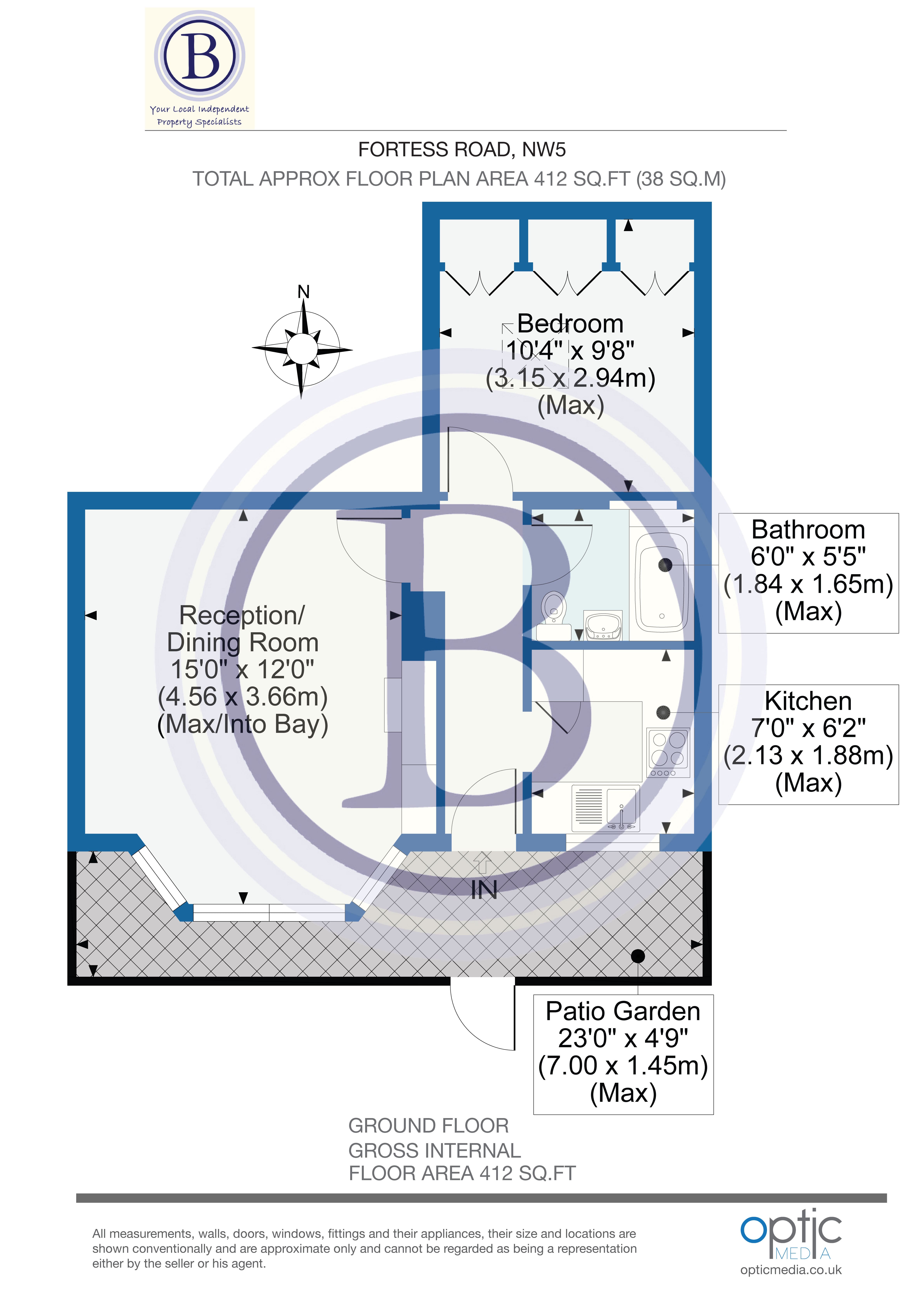 Flat A, 12, Fortess Road, London floorplan
