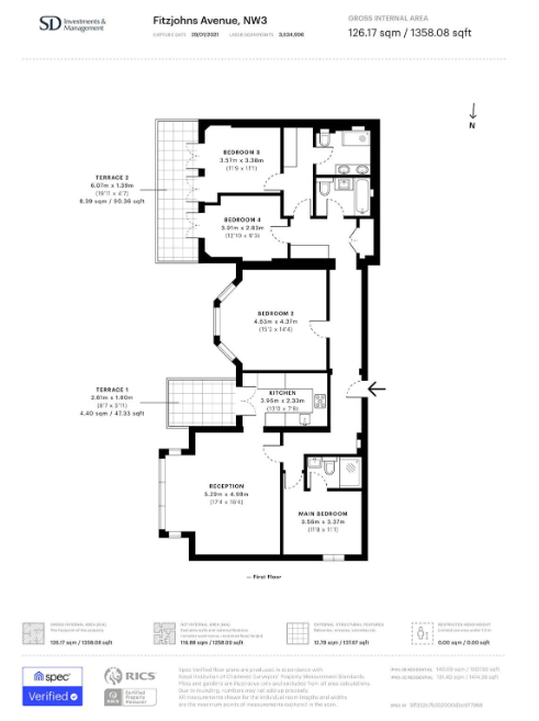 Flat 9 Hampstead Heights, 51, Fitzjohns Avenue, London floorplan