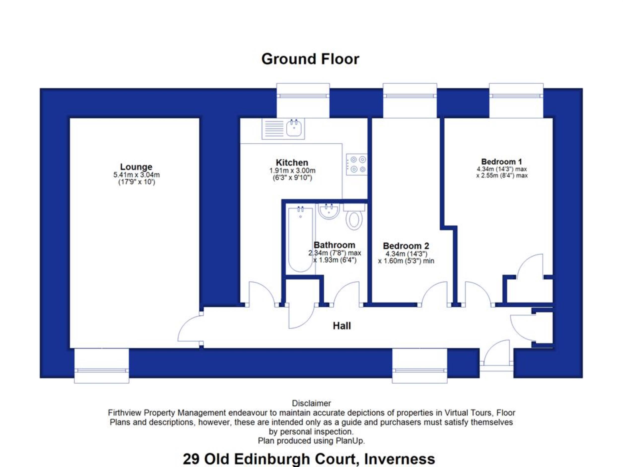Old Edinburgh Court, Inverness IV2, 2 bedroom terraced bungalow to rent