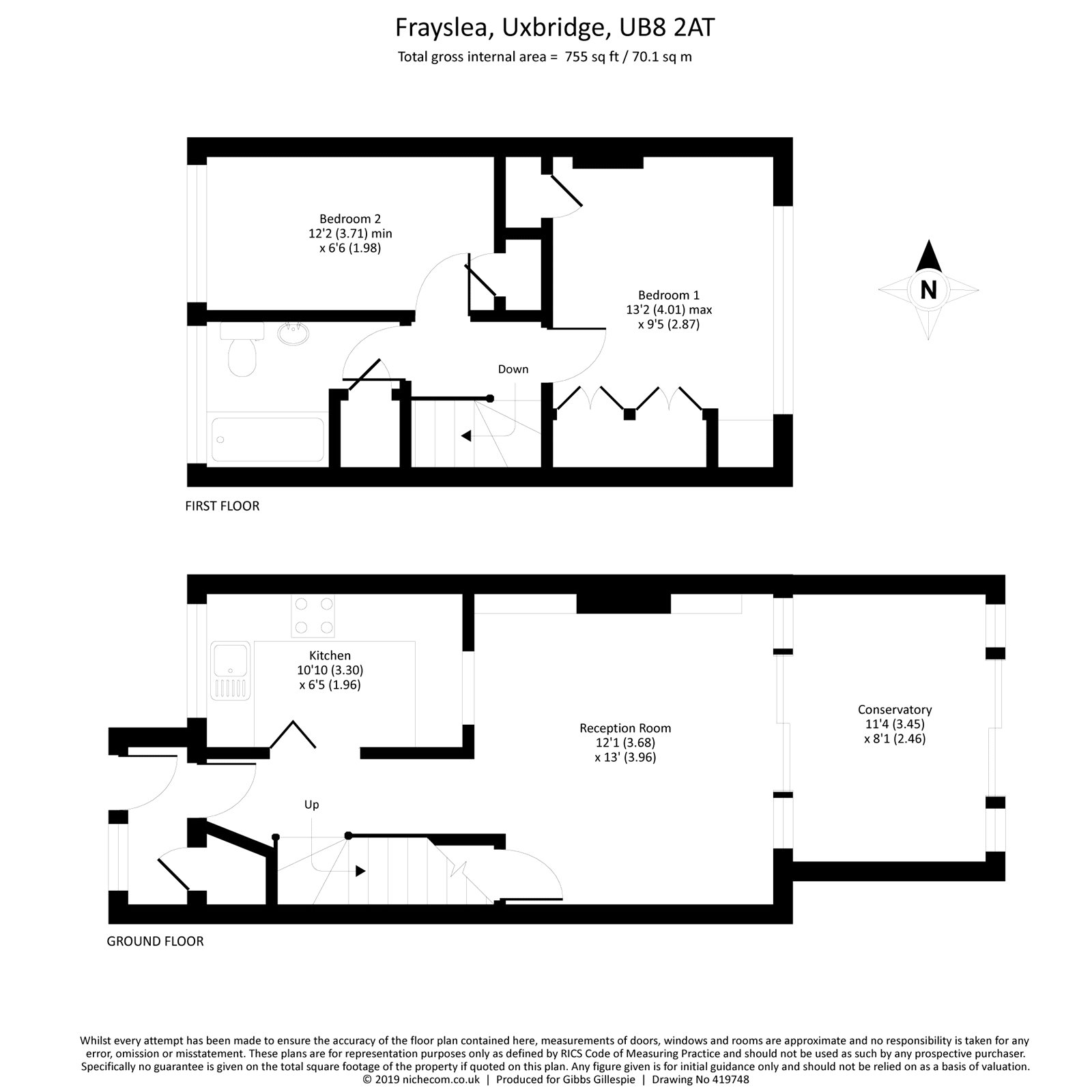 2 Bedrooms Terraced house for sale in Frayslea, Uxbridge, Middlesex UB8