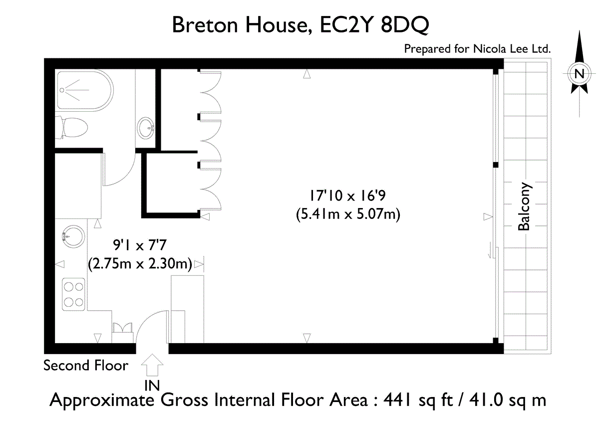 51, Breton House, London floorplan