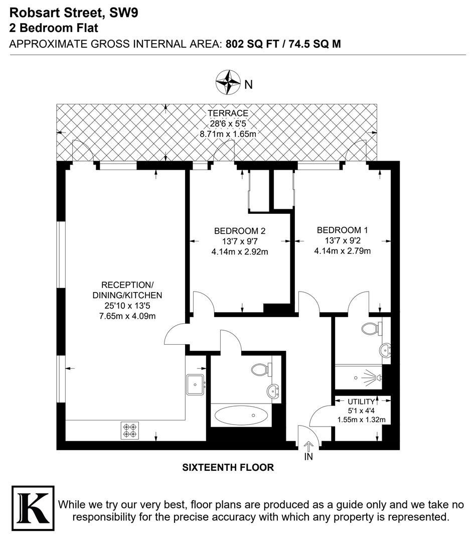 Flat 62 Park Heights, 25, Robsart Street, London floorplan