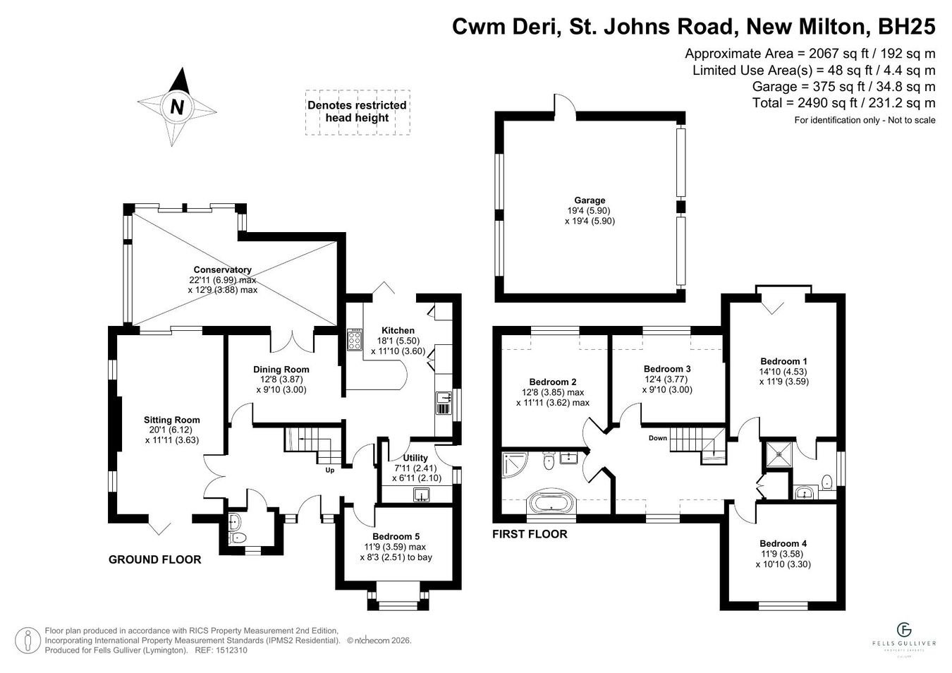 Cwm Deri, St Johns Road, Bashley floorplan