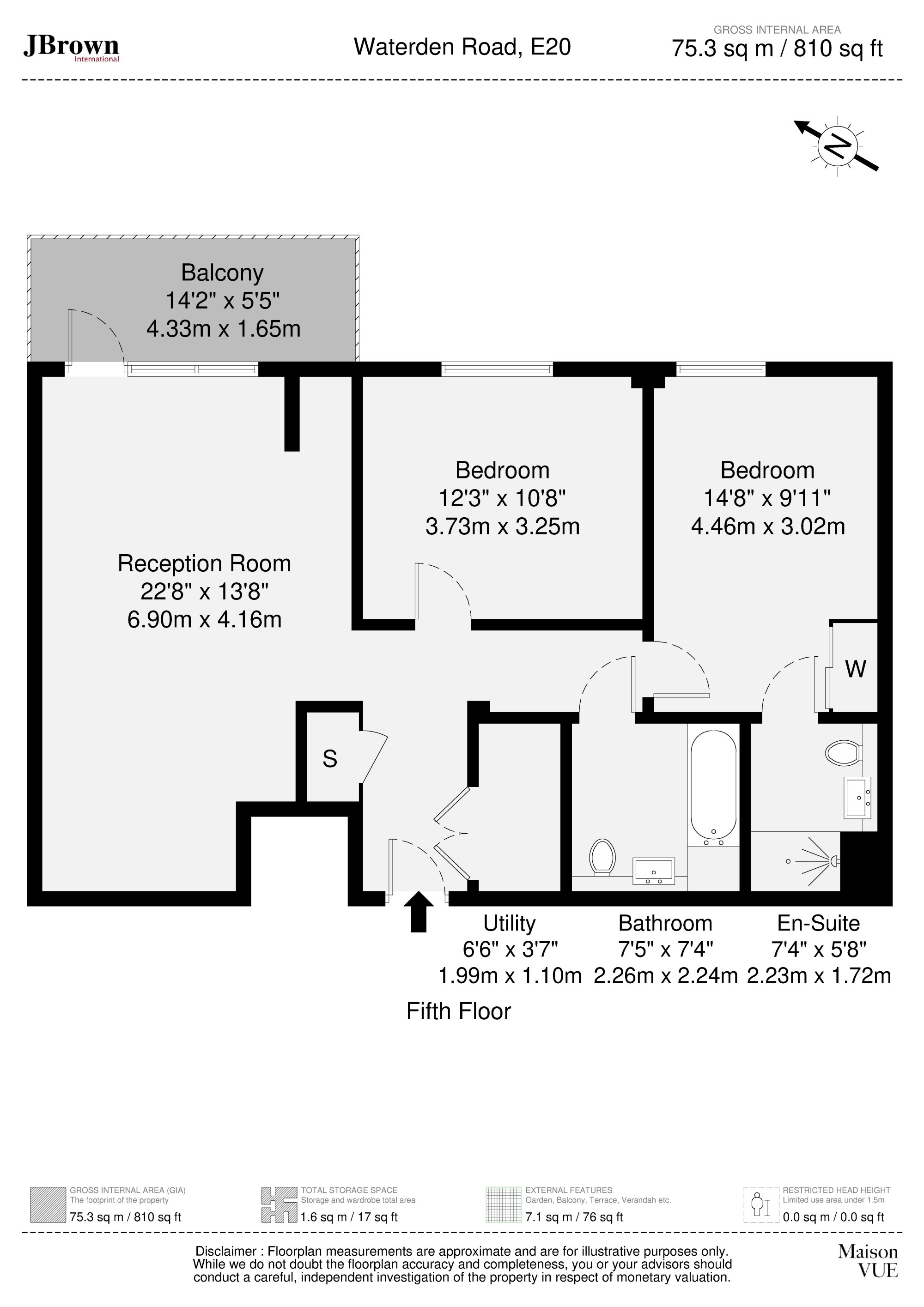Flat 73, 96 Waterden Road, London floorplan