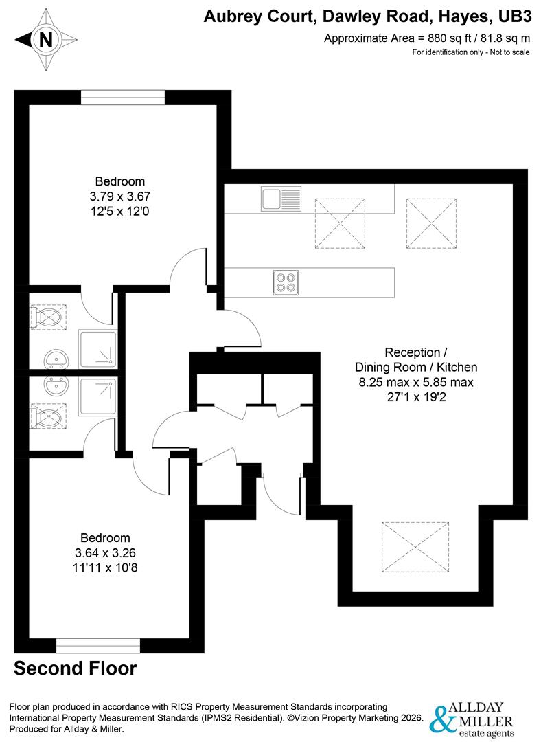 Flat 9, Aubrey Court, 29 Dawley Road, Hayes floorplan