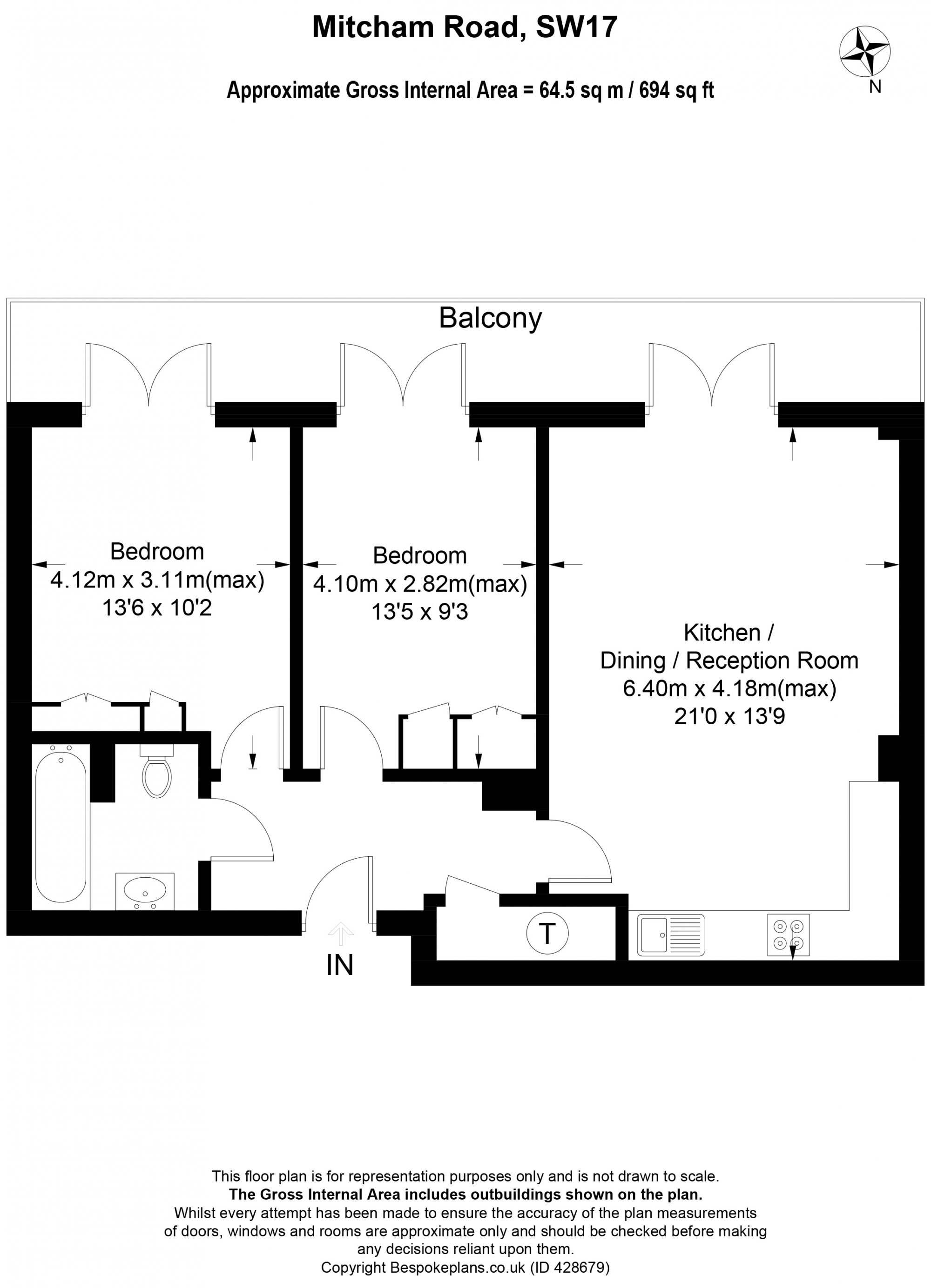 2 Bedrooms Flat to rent in Flat 4 Mitcham Road, Tooting SW17