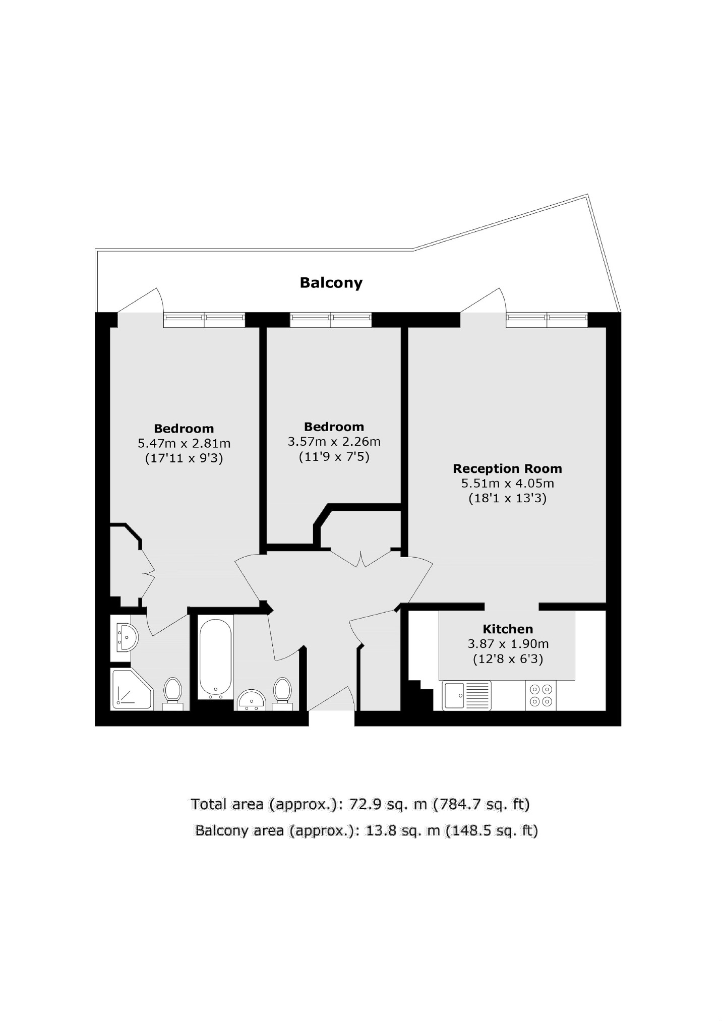 Flat 20, Admiral House, 20, Manor Road, Teddington floorplan