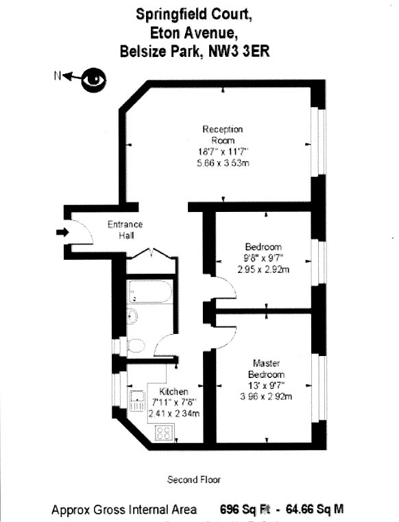 2 Bedrooms Flat for sale in Eton Avenue, London NW3