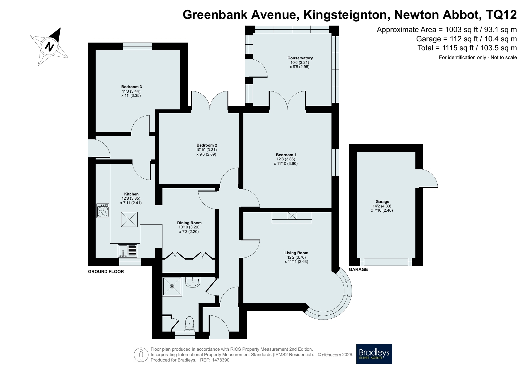 1 Greenbank Avenue, Kingsteignton Newton Abbot Devon, Devon floorplan