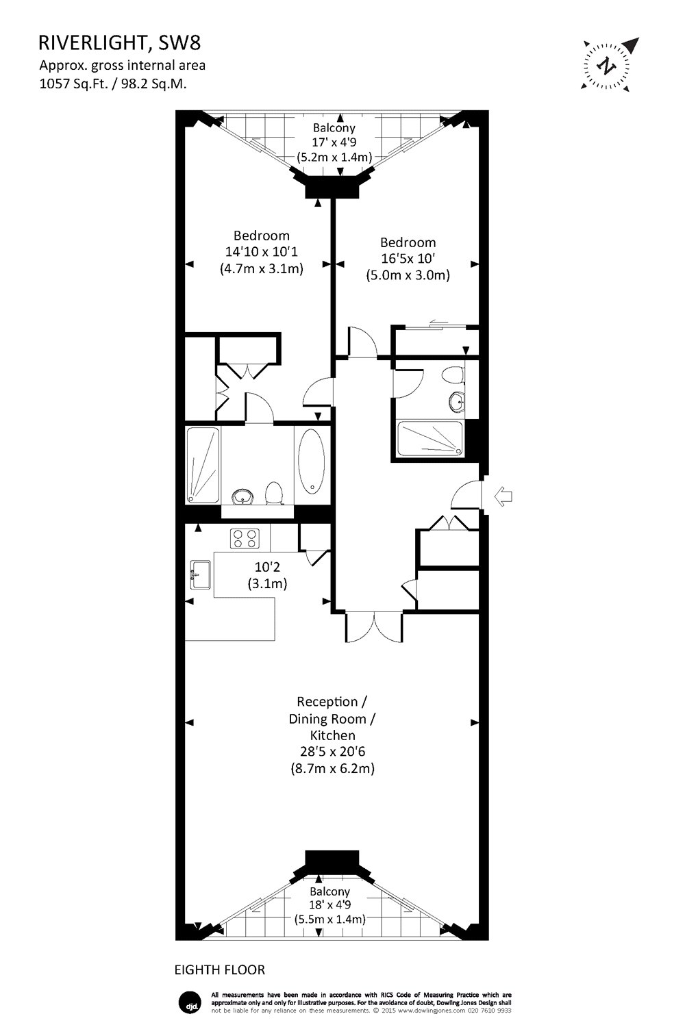 2 Bedrooms Flat to rent in Riverlight Quay, London SW11