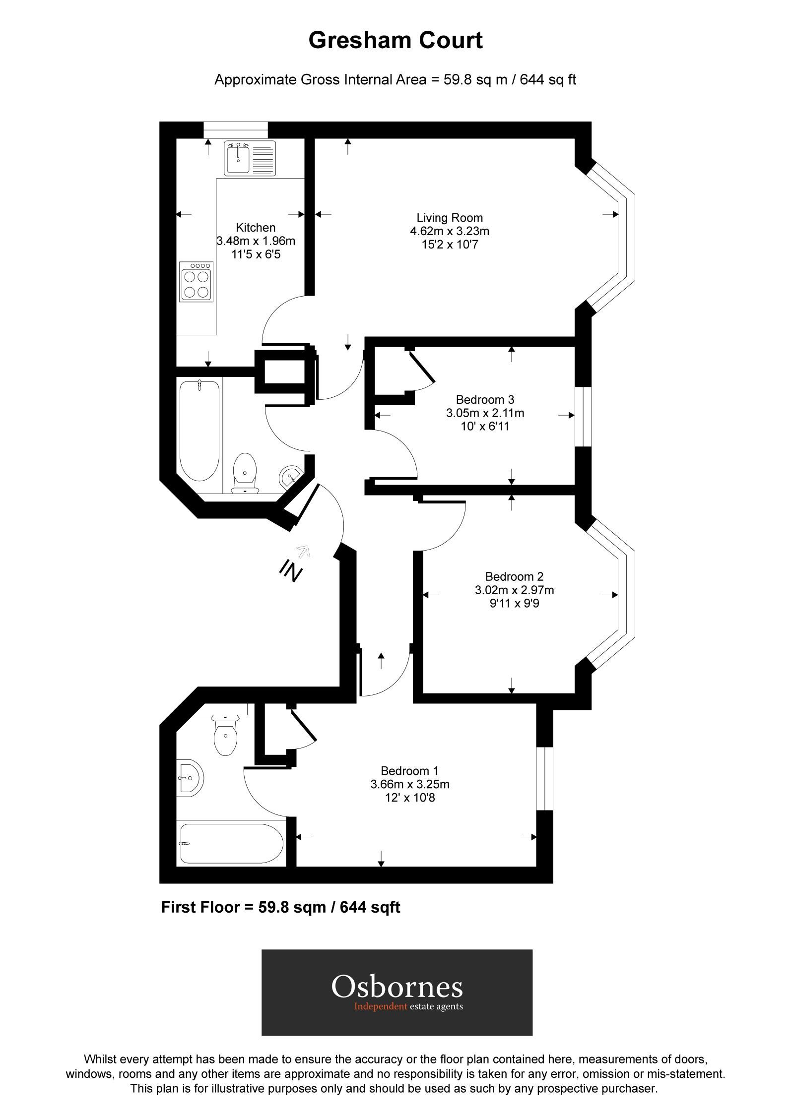 Flat 8 Gresham Court, Netley Street, Farnborough floorplan