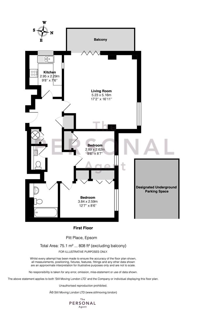 Pitt Place, Church Street, Epsom KT17, 2 bedroom flat for sale