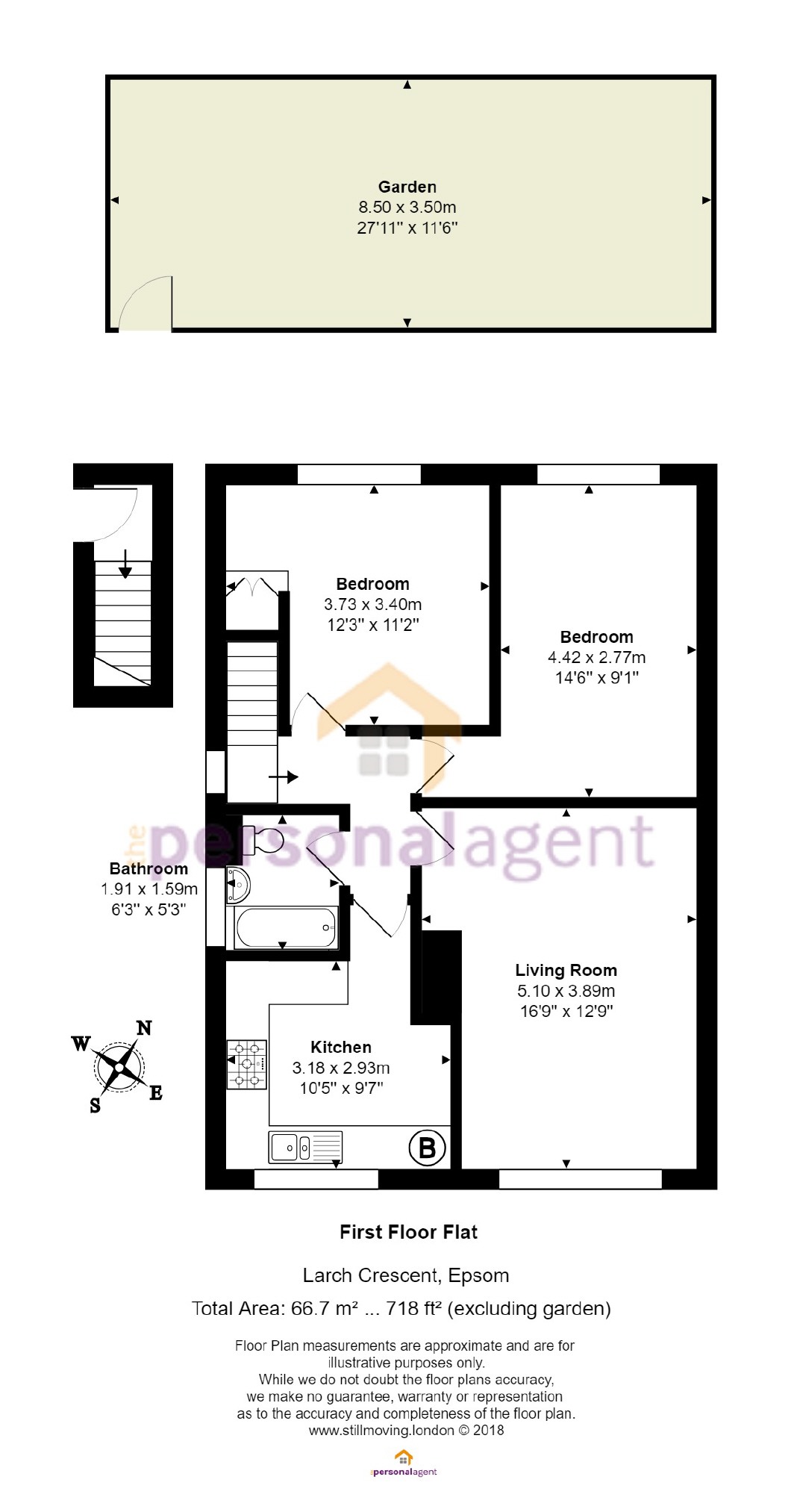 2 Bedrooms Maisonette for sale in Larch Crescent, Epsom, Surrey KT19