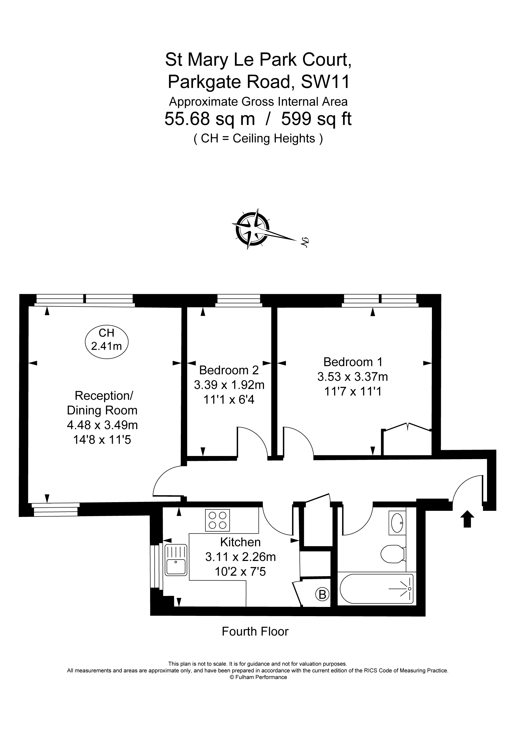 Flat 22, St. Mary Le Park Court,, Parkgate Road, London floorplan