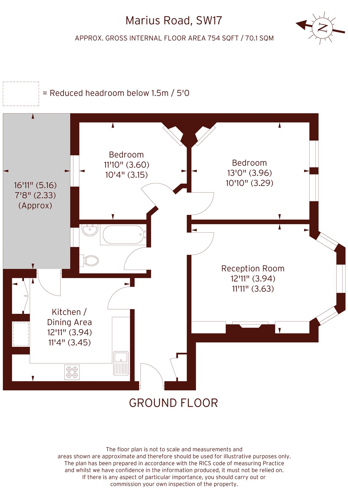 Marius Mansions, Marius Road, London SW17, 2 bedroom flat for sale