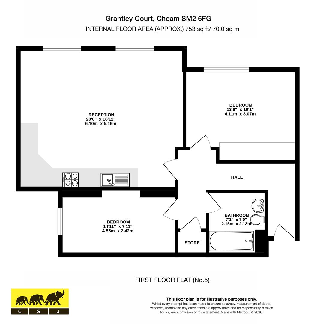 Flat 5, Grantley Court, York Road, Sutton floorplan