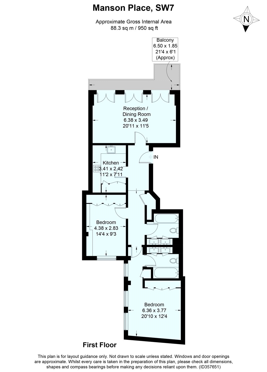 Flat I, 5-6, Manson Place, London floorplan