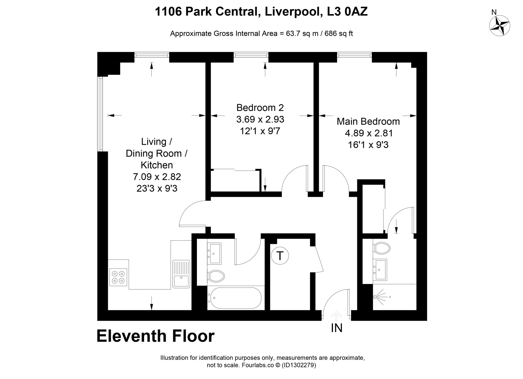 Apartment 1106, Park Central, Liverpool floorplan