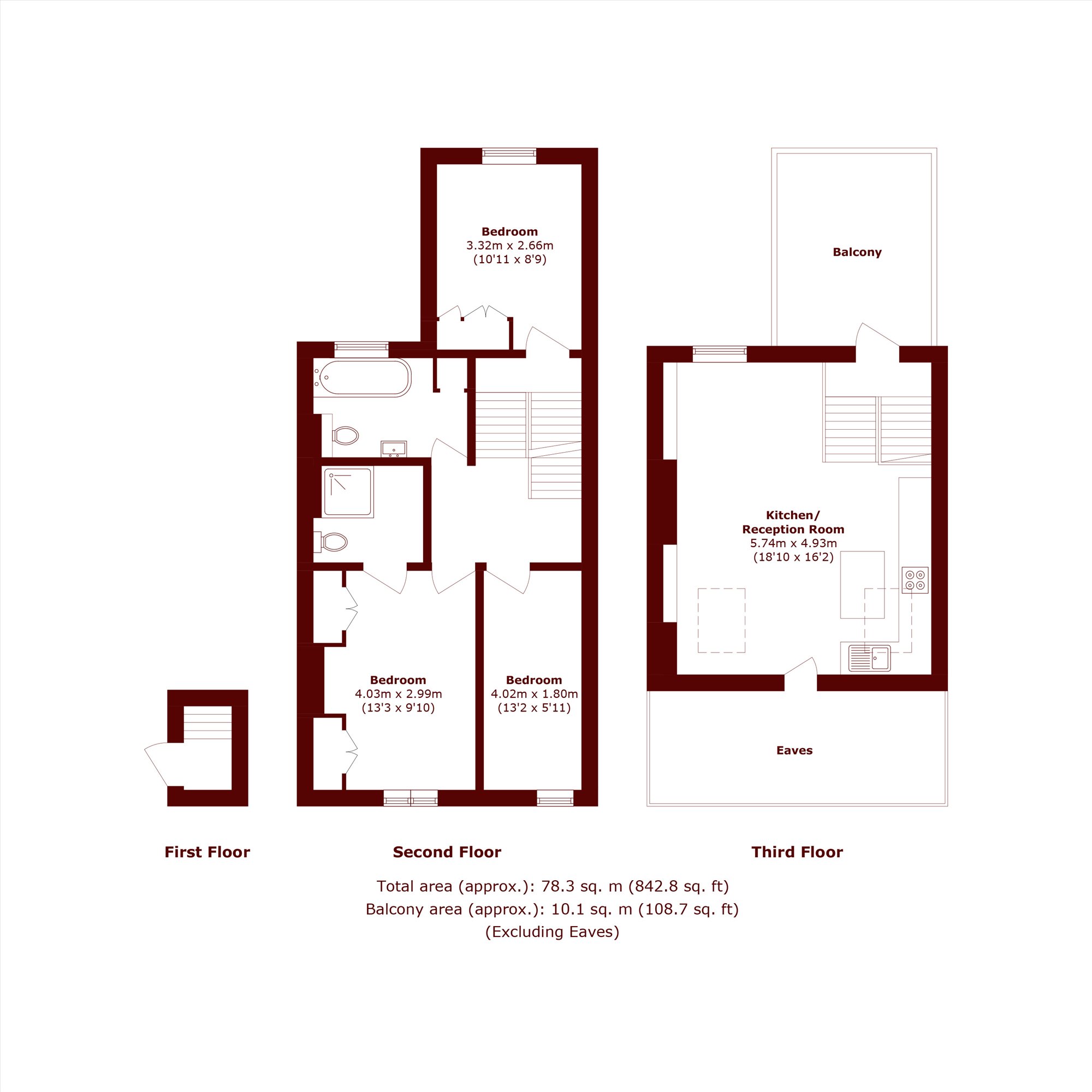 Top Floor Flat, 55, Percy Road, London floorplan