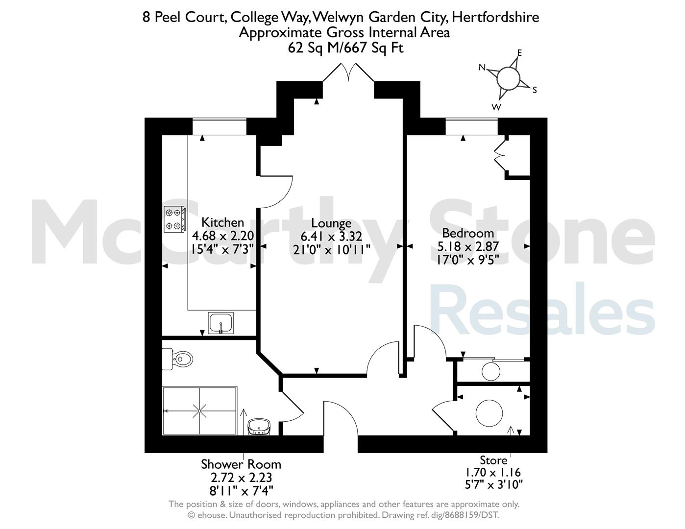 8 Peel Court, College Way, Welwyn Garden City floorplan