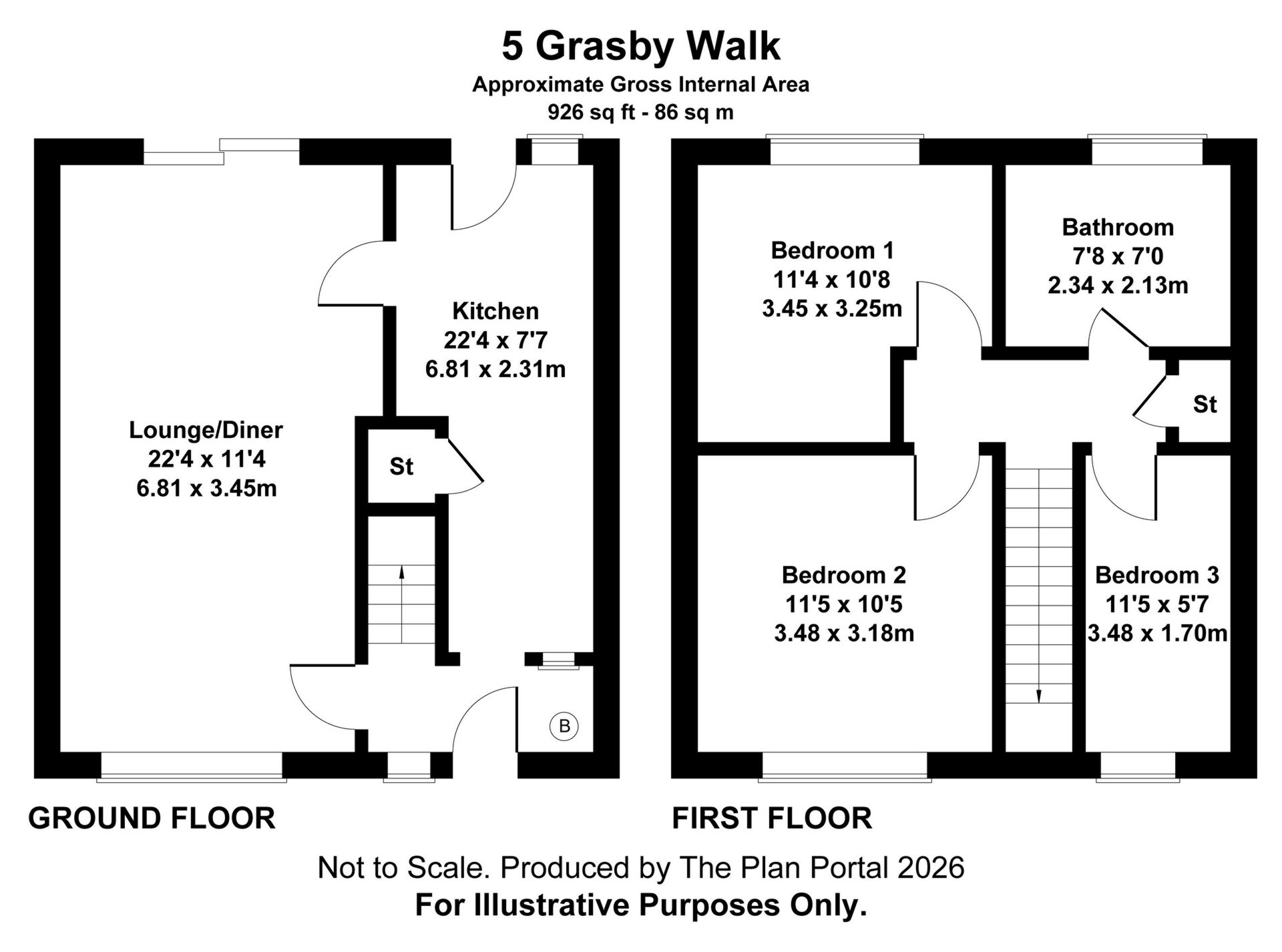 5, Grasby Walk, Nottingham floorplan