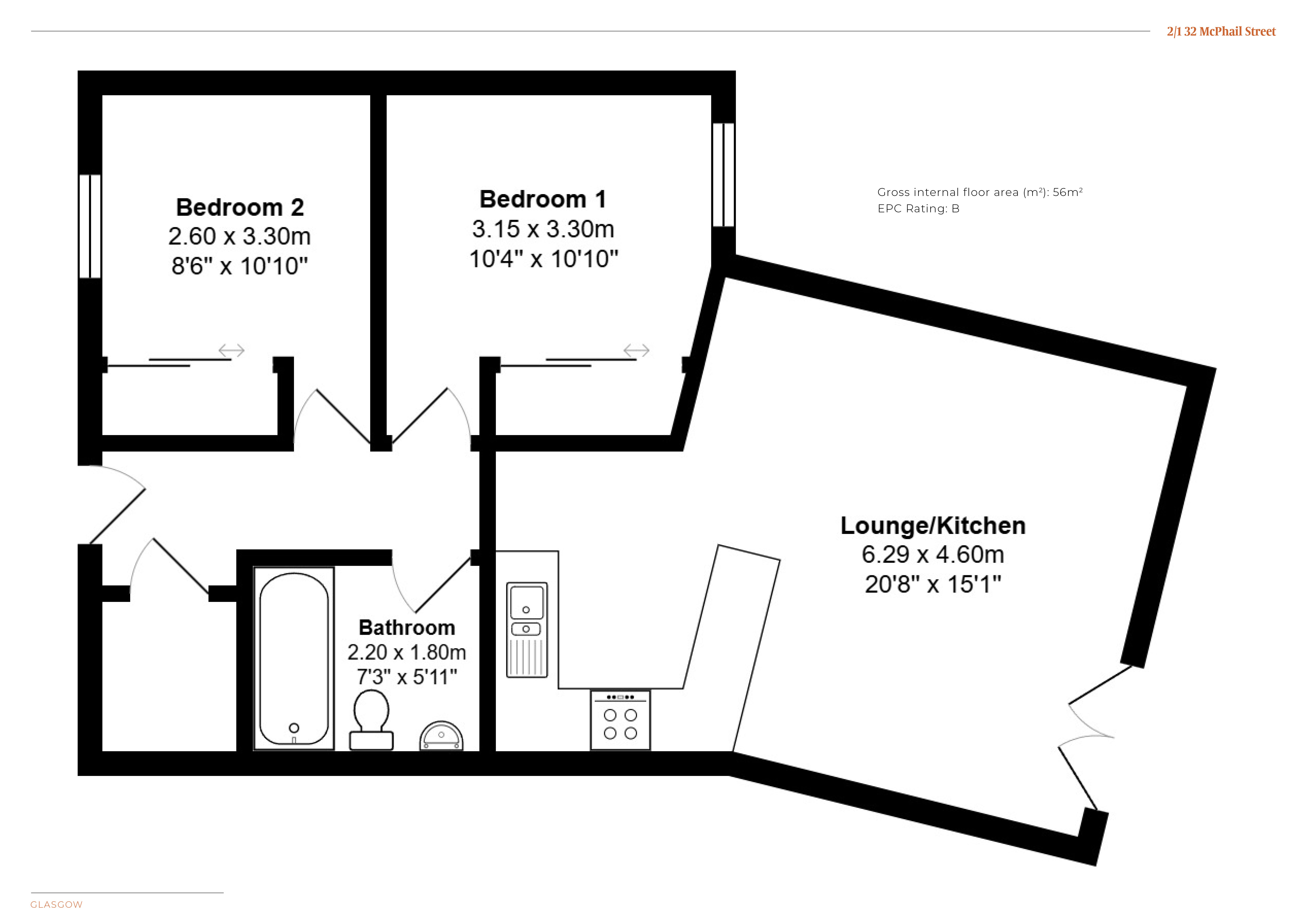 2/4 32 McPhail Street, Glasgow, G40 1AN floorplan