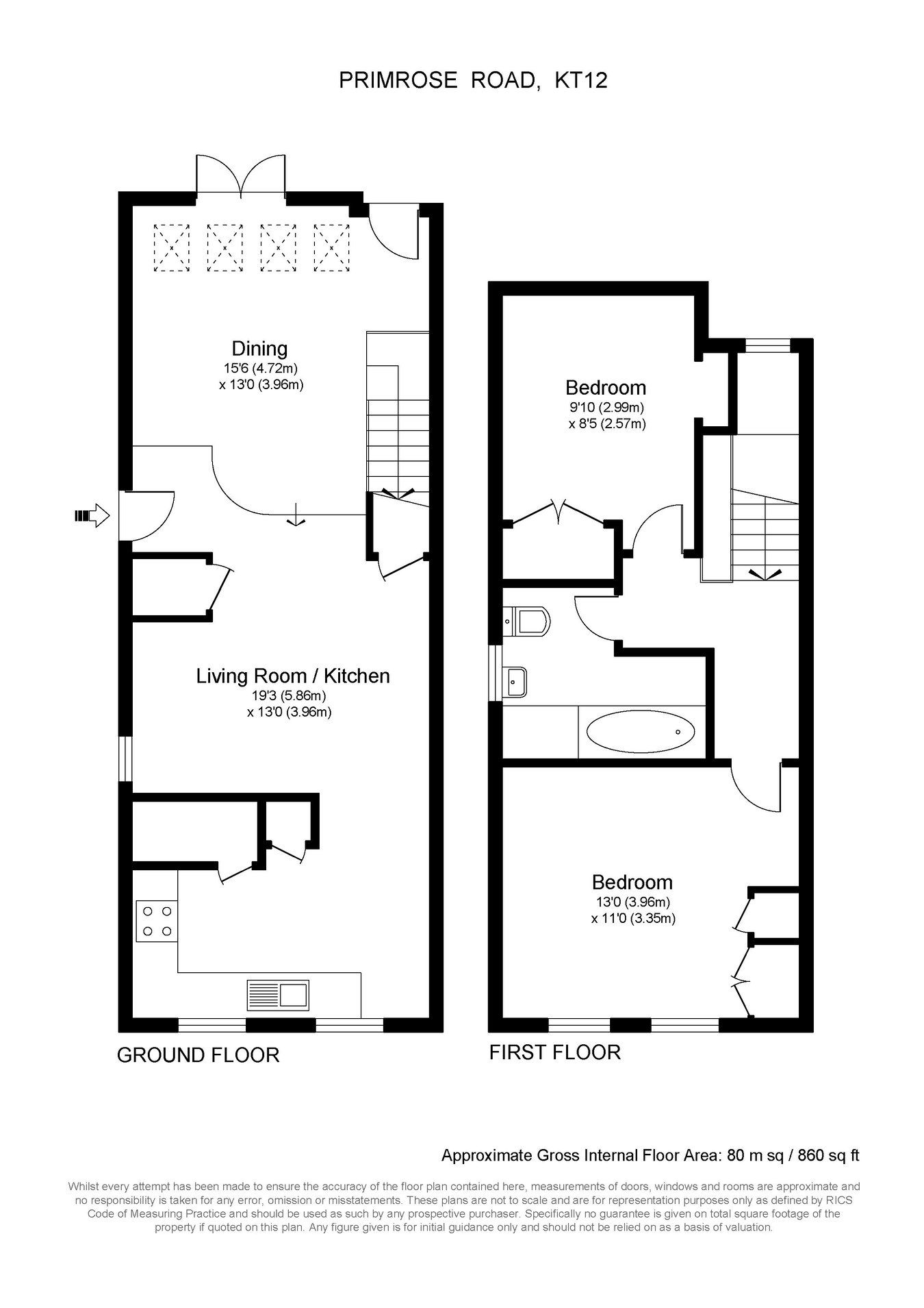 33, Primrose Road, Hersham Village floorplan