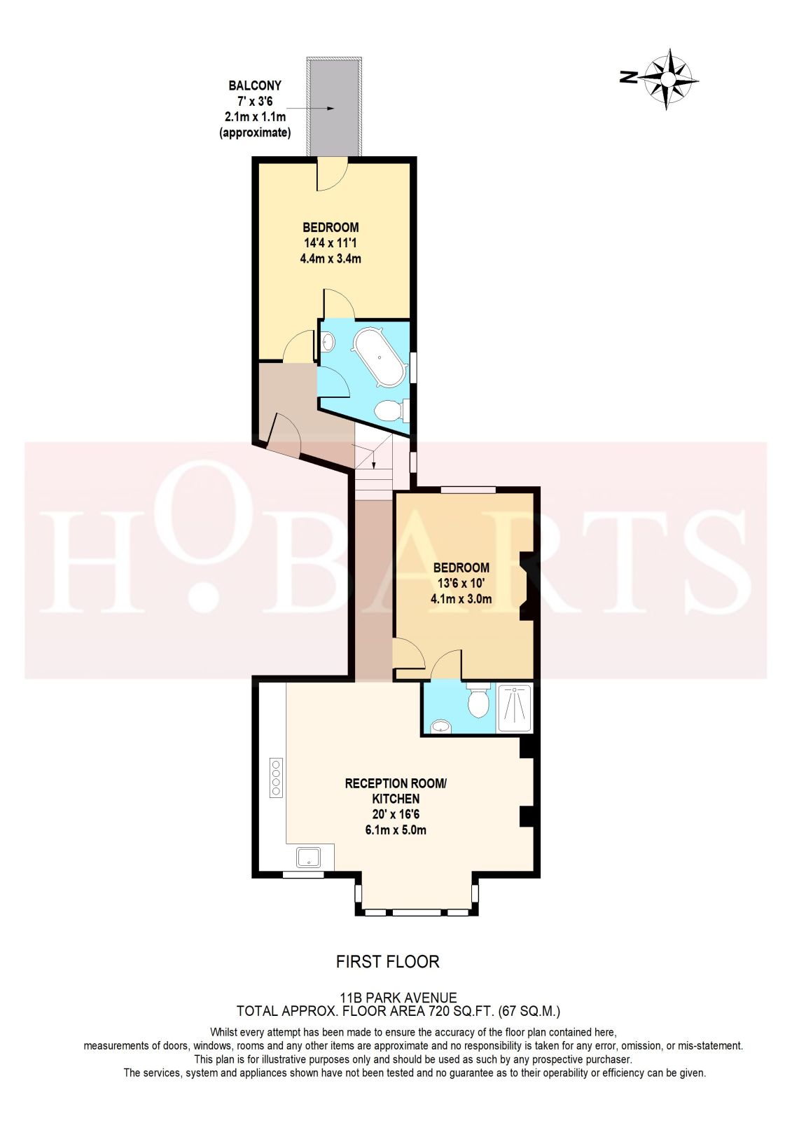 Flat B, 11, Park Avenue, Alexandra Park, London floorplan