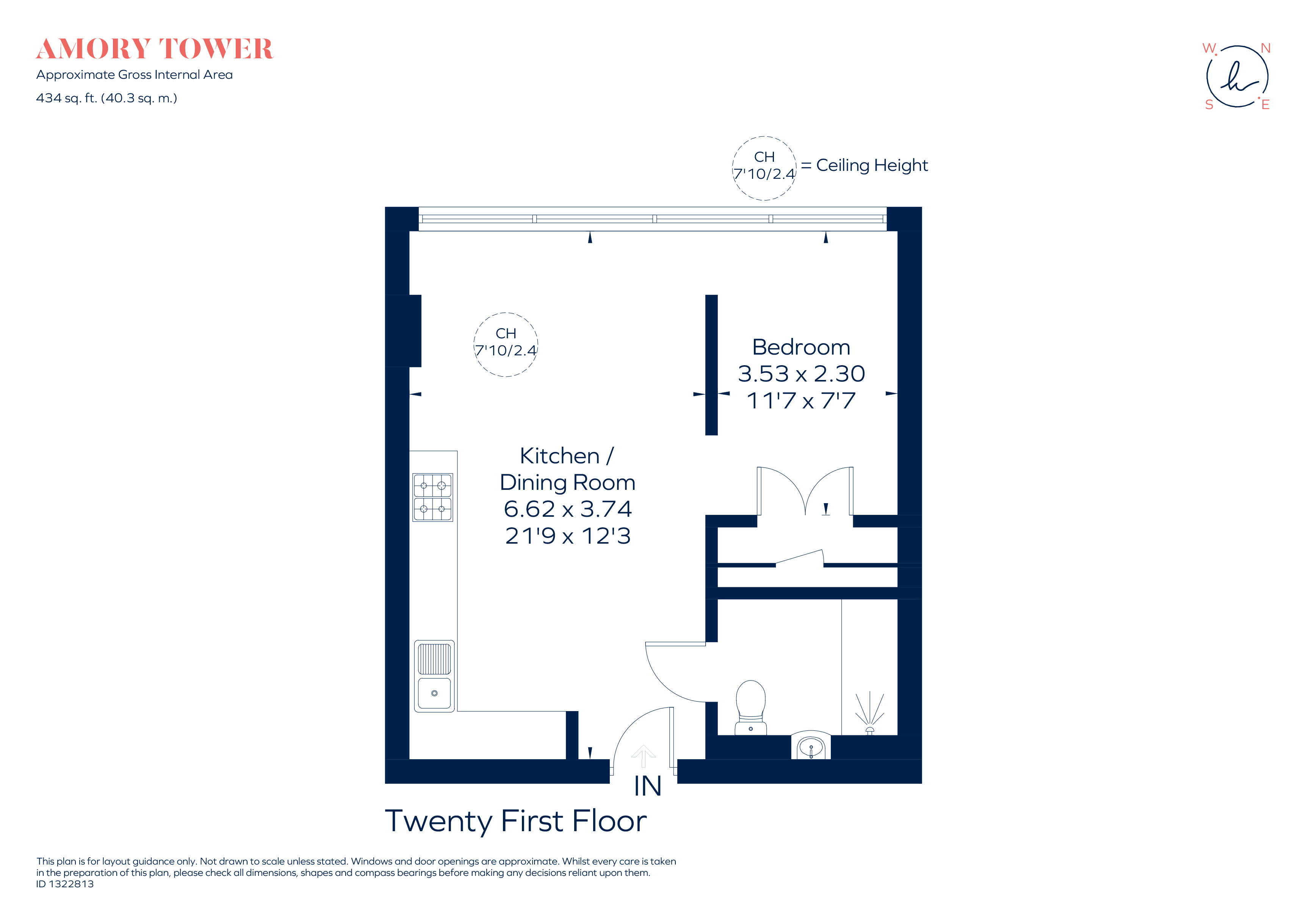 Flat 2104, Amory Tower, 203, Marsh Wall, London floorplan