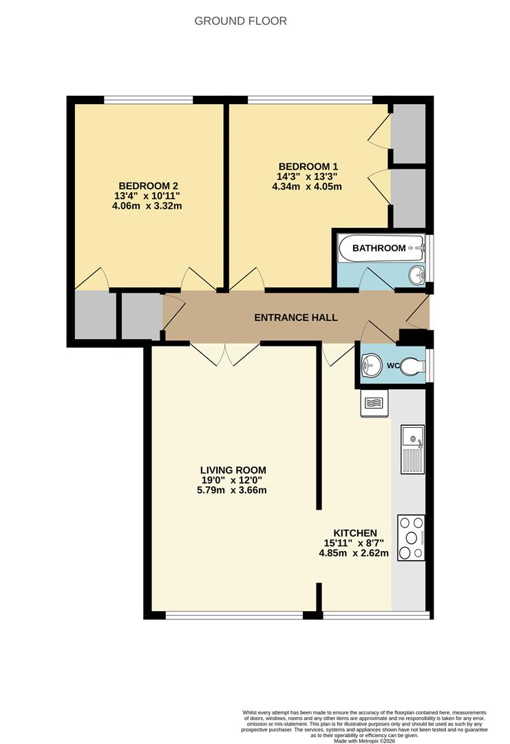 Flat 2, Regency Court 4-5, South Cliff, Eastbourne floorplan