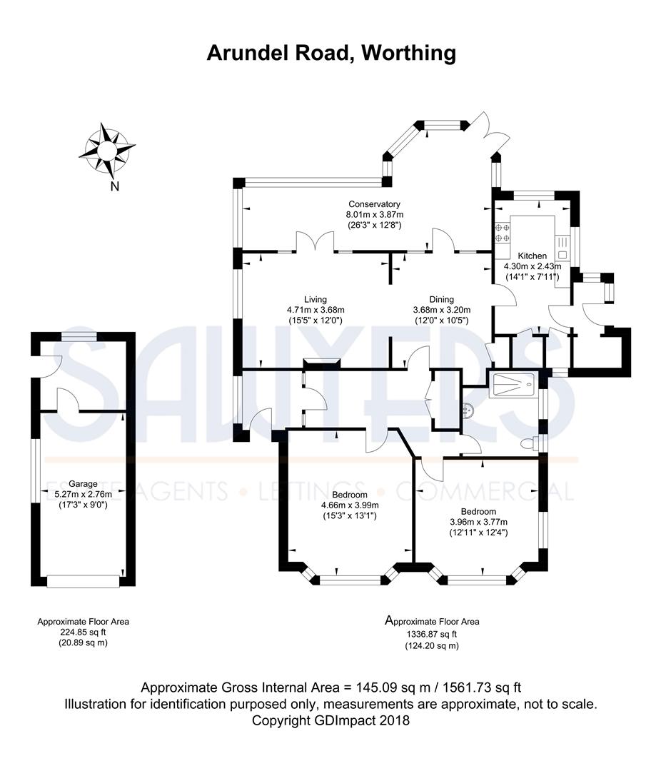 2 Bedrooms Detached bungalow for sale in Arundel Road, Worthing BN13