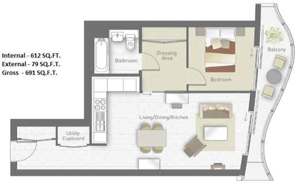 1 Bedrooms Flat for sale in The Hoola, Royal Docks E16