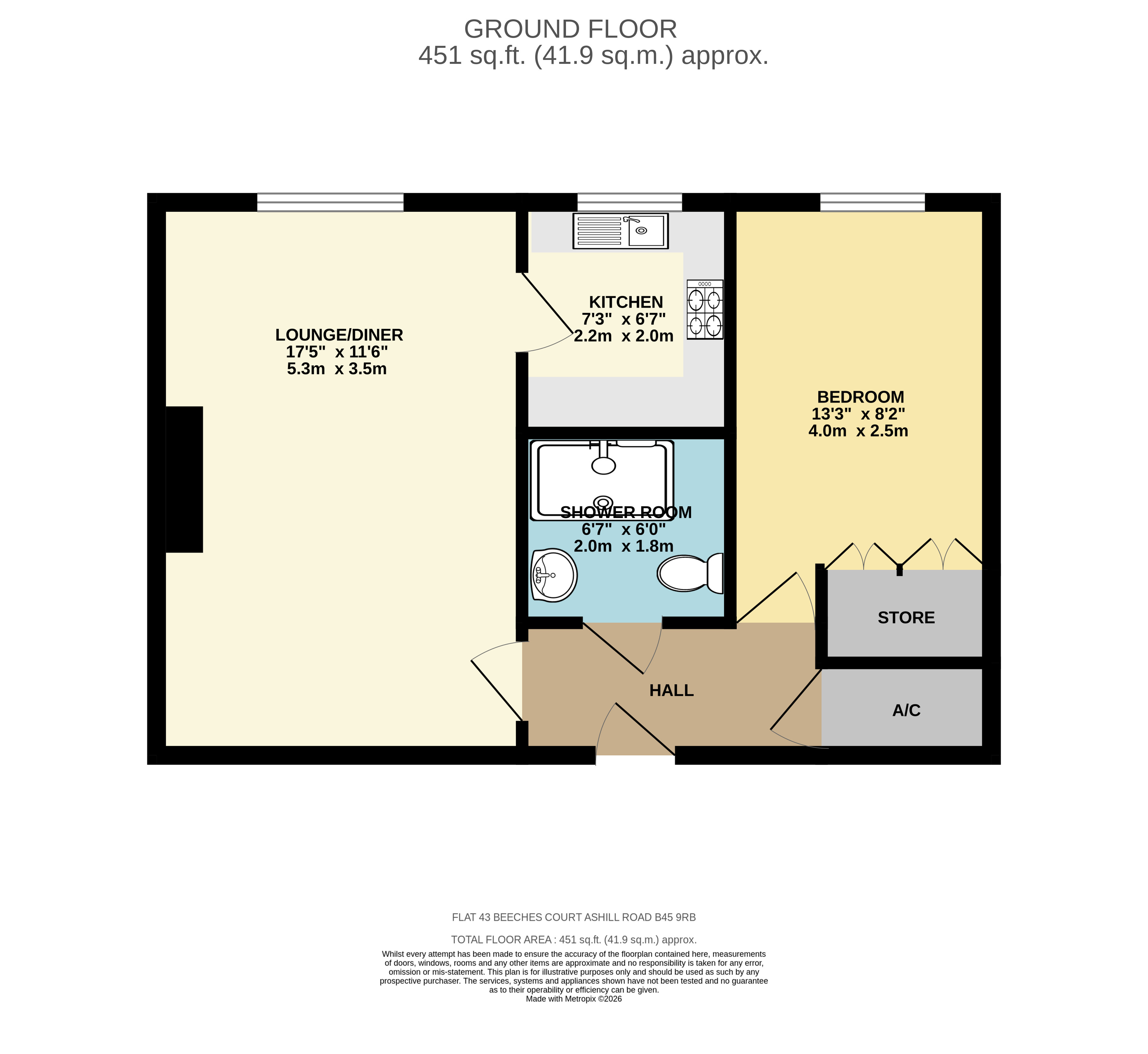 Flat 43, Beeches Court, 1, Ashill Road, Birmingham floorplan