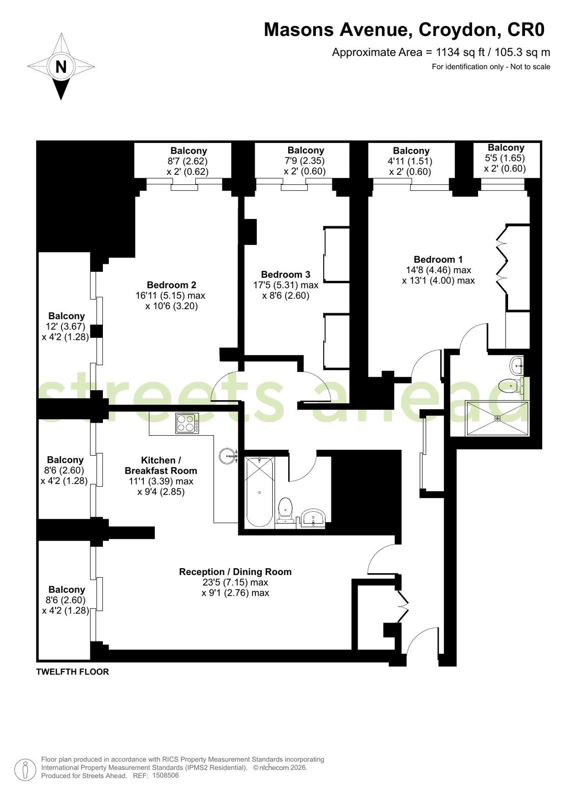 Flat 189, Centrillion Point, 2, Masons Avenue, Croydon floorplan