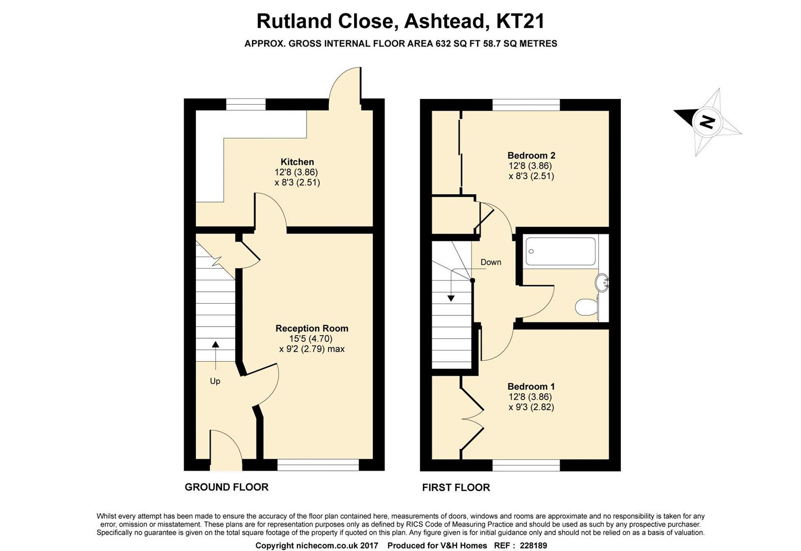 2 Bedrooms Terraced house for sale in Rutland Close, Ashtead KT21