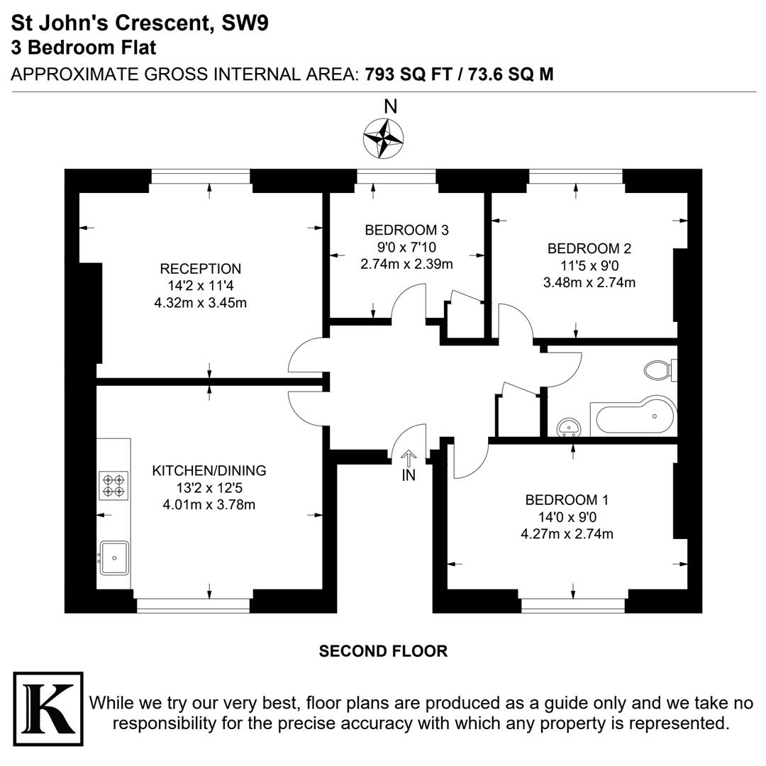 Flat 3, 14, St John's Crescent, London floorplan