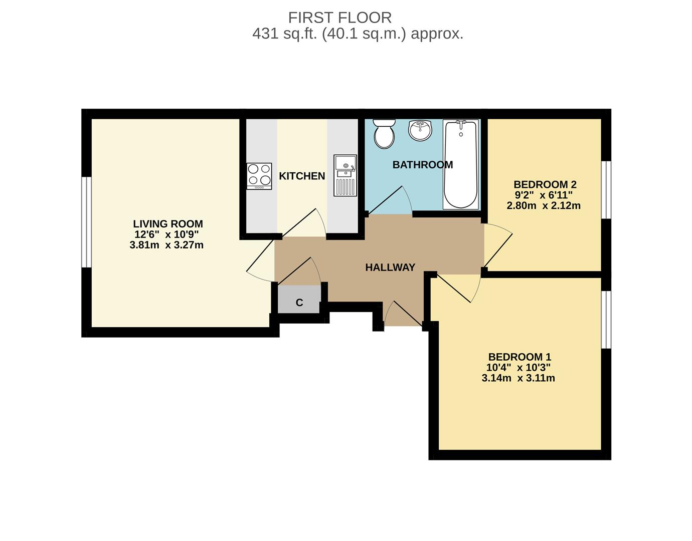 Flat 10 The Orkneys, 3, Salisbury Road, Blandford Forum floorplan