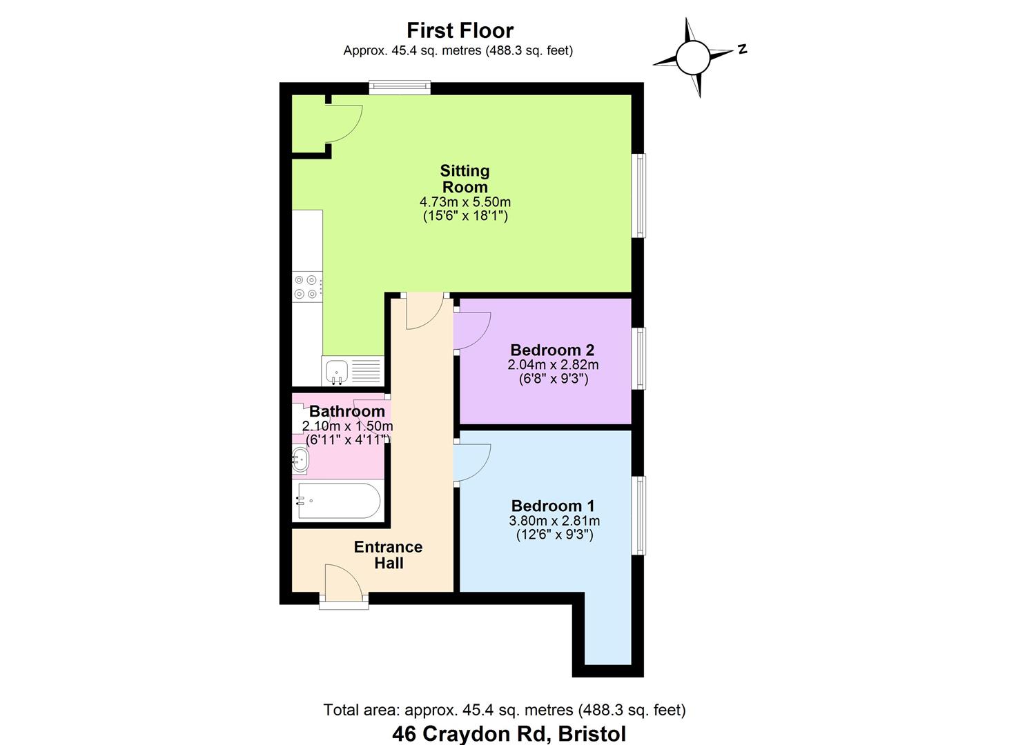 Flat 1, 46, Craydon Road, Stockwood floorplan