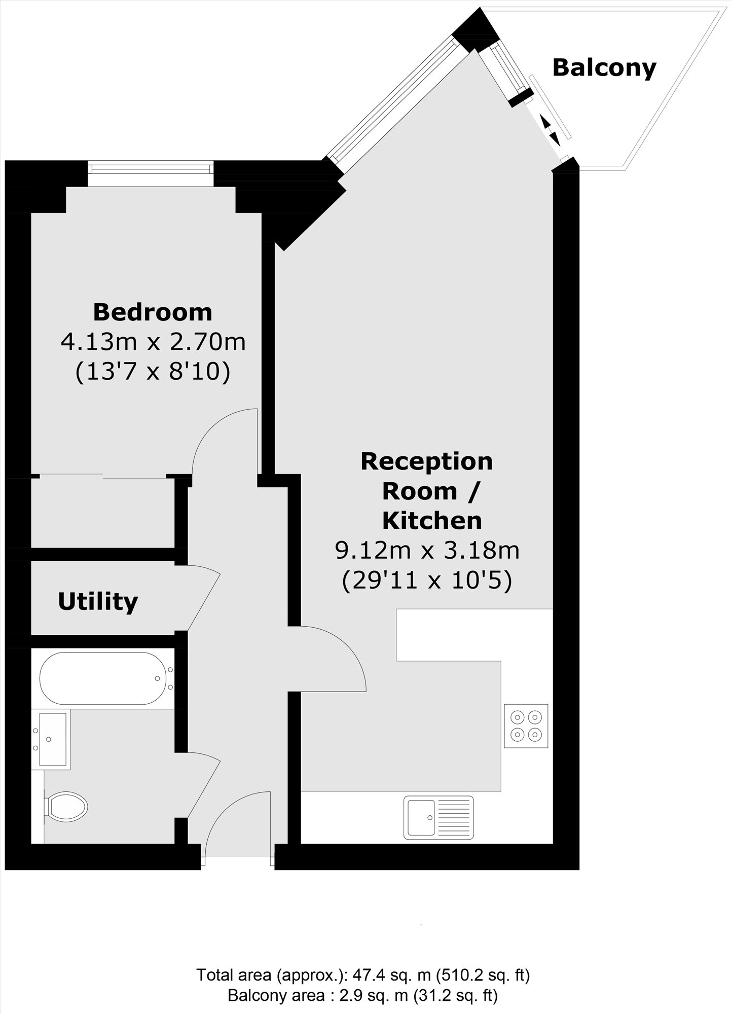 Flat 14, Ensign House, Juniper Drive, London floorplan