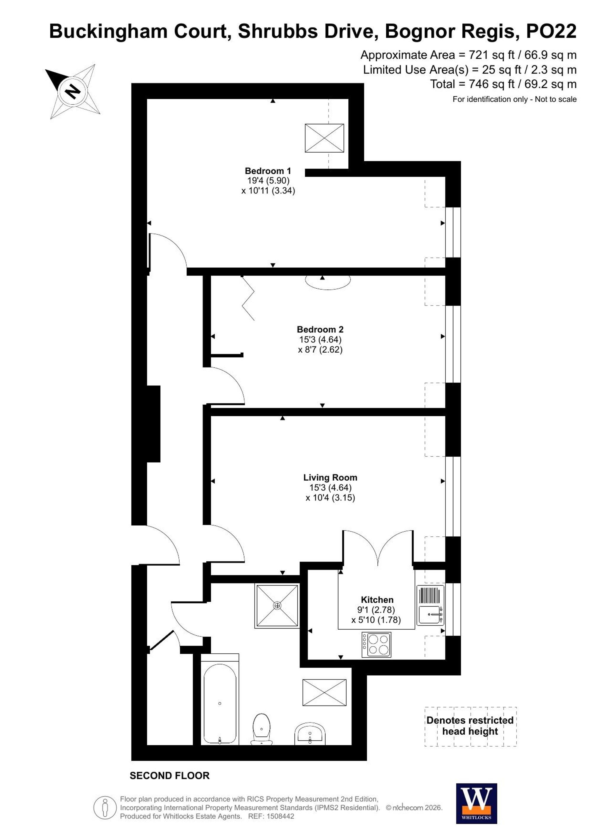 Flat 46, Buckingham Court Shrubbs Drive, Bognor Regis floorplan