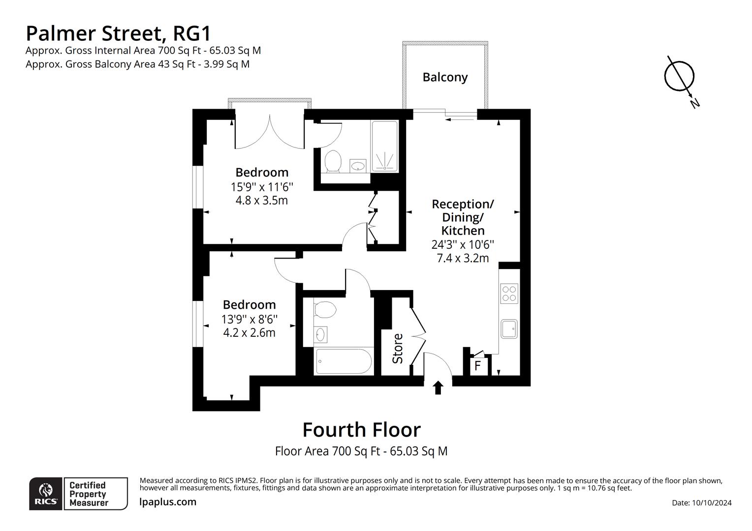 Flat 32, 4, Palmer Street, Reading floorplan